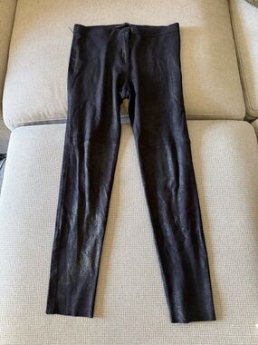 Zara Black Suede Faux Wax Leggings